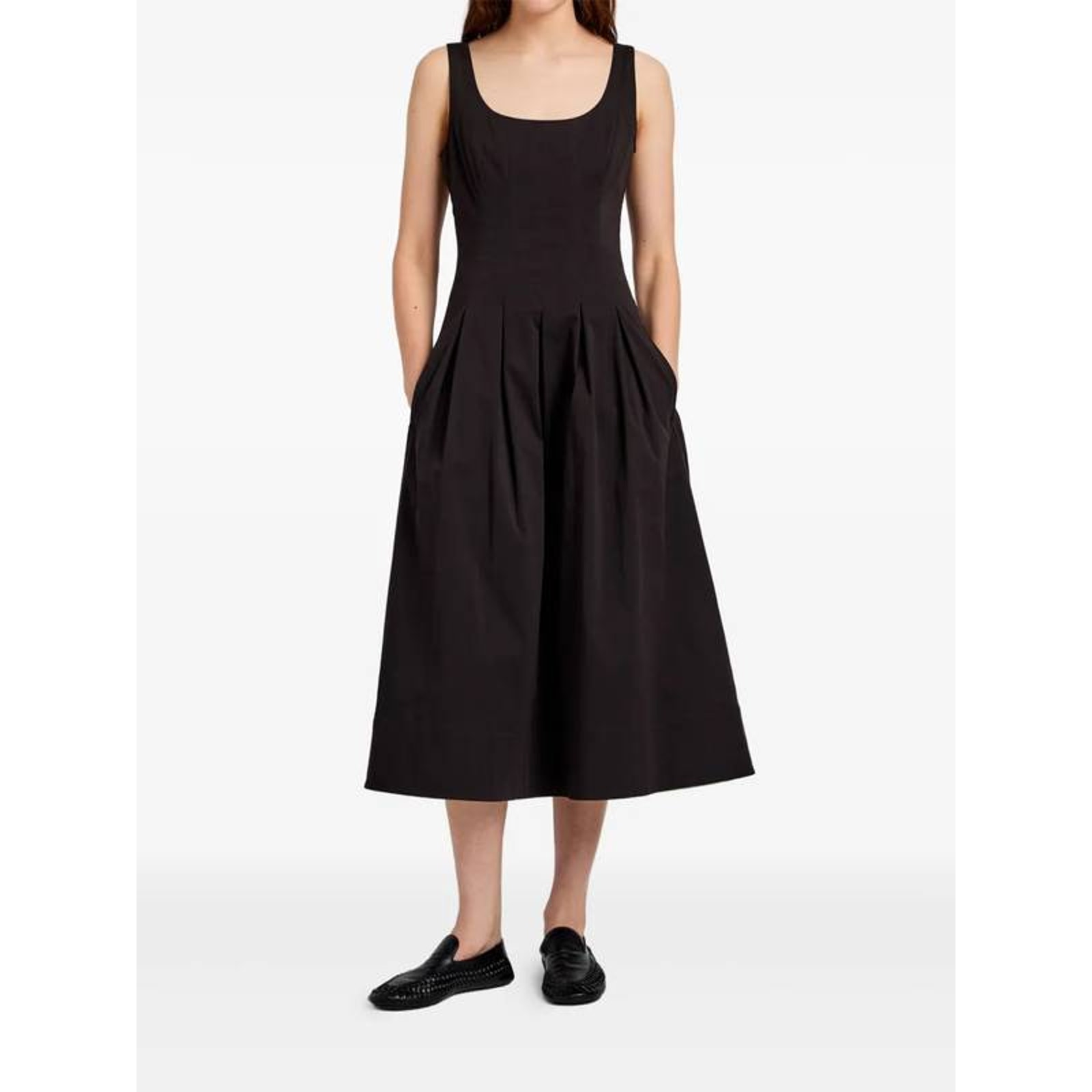 Proenza Schouler Shelby Pleated A Line Midi Dress In Black 4